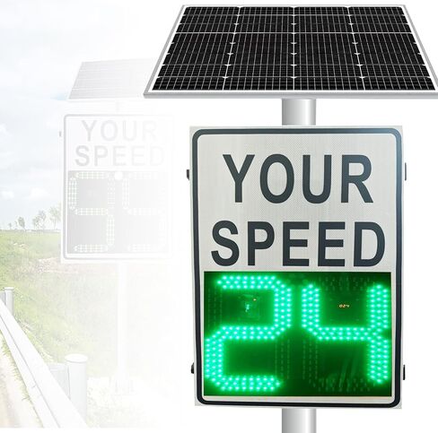 Solar Radar Speed Limit Sign- Real-Time Vehicle Speed Display, 20"x28"/24"x35" Solar Speed Radar Feedback Sign Road Safety Speed Limit Detector with Accessories (White, 20"x28") in Saudi Arabia