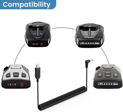 Radar Detector Power Cord for Cobra RAD 480i/350/380/450, Coiled USB Cable in Kuwait