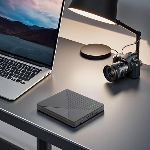 External CD DVD Drive for Laptop Mac with 3 USB Ports and 2 TF/SD Card Slots,USB 3.0 & USB-C CD DVD Optical Disc Reader Burner Player for MacBook Pro Air iMac Laptop PC Windows 11/10/8/7 Linux Mac OS in Saudi Arabia