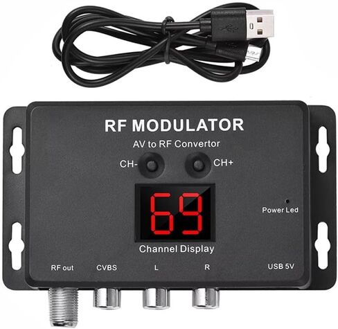 M60 RF Modulator AV to RF Converter USB Powered Wide for frequency 471.25MHz–885.25MHz Supports NTSC TV Formats for Home Entertainment in Saudi Arabia
