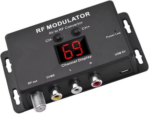 M60 RF Modulator AV to RF Converter USB Powered Wide for frequency 471.25MHz–885.25MHz Supports NTSC TV Formats for Home Entertainment in Saudi Arabia