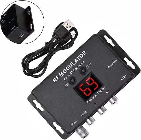 M60 RF Modulator AV to RF Converter USB Powered Wide for frequency 471.25MHz–885.25MHz Supports NTSC TV Formats for Home Entertainment in Saudi Arabia