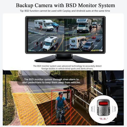 RV Backup Camera with Carplay Android Auto for RV Horse Trailer Semi Box Truck,1080P HD 4 Splits 10.36" Touch Monitor Rear/Side Backup Cameras with Mirror Link FM Waterproof Night Vision DVR Recording in Saudi Arabia