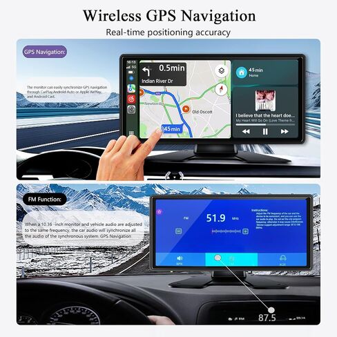 RV Backup Camera with Carplay Android Auto for RV Horse Trailer Semi Box Truck,1080P HD 4 Splits 10.36" Touch Monitor Rear/Side Backup Cameras with Mirror Link FM Waterproof Night Vision DVR Recording in Saudi Arabia