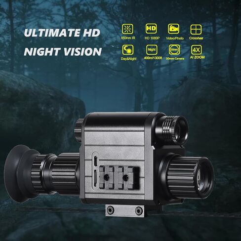 Digital Night Vision Monocular, IR Illuminator 850nm Night Vision Rifle Scope for Night Watching & Observations, 4X Digital Zoom, Save Photos & Videos with 32GB TF Card in Saudi Arabia