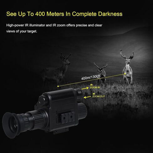 Digital Night Vision Monocular, IR Illuminator 850nm Night Vision Rifle Scope for Night Watching & Observations, 4X Digital Zoom, Save Photos & Videos with 32GB TF Card in Saudi Arabia