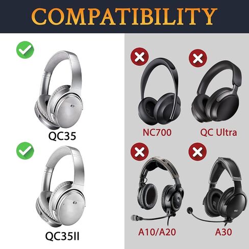Earpads for Bose QC35 & QC35 ii - Silver | for (QuietComfort35 & Quiet Comfort35 ii) Headphones in Saudi Arabia