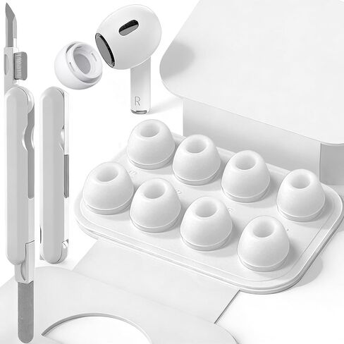 SIXFU 4 Sizes of Ear Tip Replacement Compatible with AirPod Pro and AirPods Pro 2 Ear Tips with Portable Storage Box & Cleaning Kit, Noise Reduction Hole & Dense Dust Guard Screen(XS/S/M/L)-White in Saudi Arabia