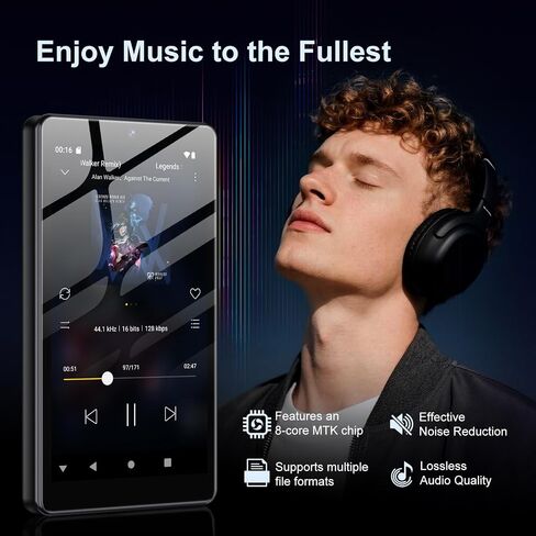 32GB MP3 Player with Bluetooth and WiFi, Oilsky 4.02" HD Music Player with Spotify, Audible, Amazon Music, Deezer, MP3 & MP4 Players Android 13 Touch Screen and Speaker, Up to 1TB in Kuwait