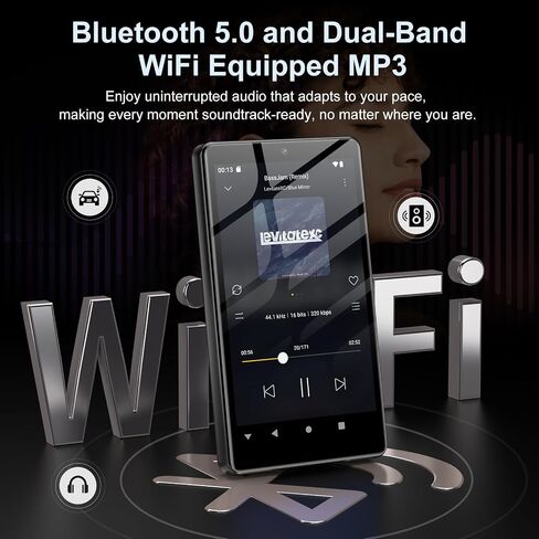 32GB MP3 Player with Bluetooth and WiFi, Oilsky 4.02" HD Music Player with Spotify, Audible, Amazon Music, Deezer, MP3 & MP4 Players Android 13 Touch Screen and Speaker, Up to 1TB in Kuwait