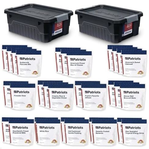 4Patriots 6-Week Emergency Food Supply Bundle | 4-Week & 2-Week Survival Food Kits | 25-Year Shelf Life Freeze Dried Meals | Breakfast, Lunch & Dinner in Kuwait
