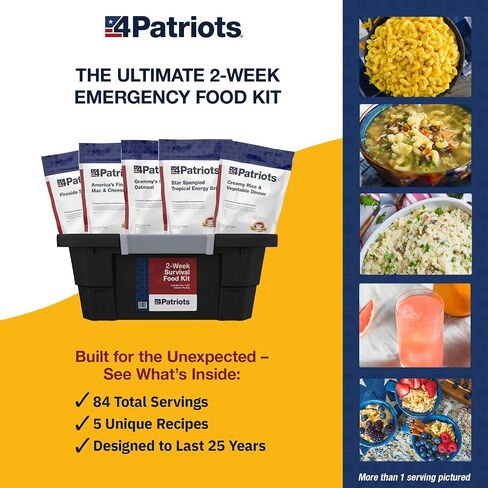 4Patriots 6-Week Emergency Food Supply Bundle | 4-Week & 2-Week Survival Food Kits | 25-Year Shelf Life Freeze Dried Meals | Breakfast, Lunch & Dinner in Kuwait
