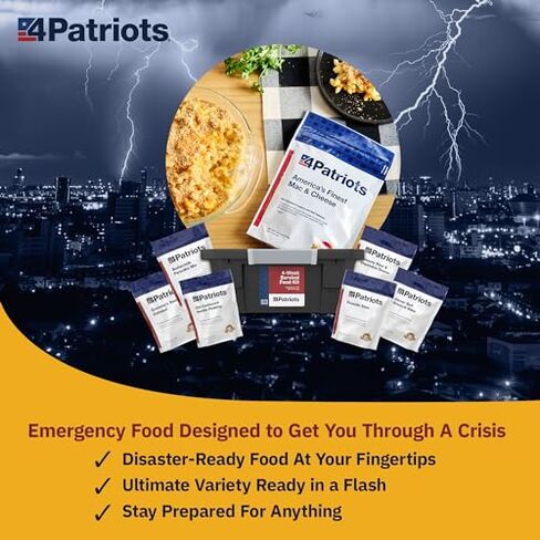 4Patriots 6-Week Emergency Food Supply Bundle | 4-Week & 2-Week Survival Food Kits | 25-Year Shelf Life Freeze Dried Meals | Breakfast, Lunch & Dinner in Kuwait