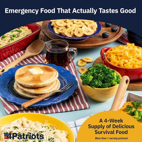 4Patriots 6-Week Emergency Food Supply Bundle | 4-Week & 2-Week Survival Food Kits | 25-Year Shelf Life Freeze Dried Meals | Breakfast, Lunch & Dinner in Kuwait
