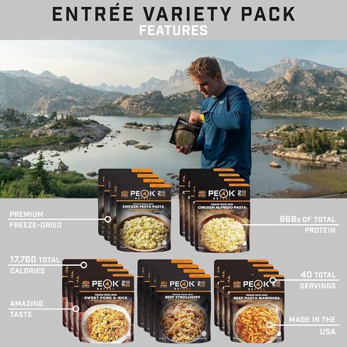 حزمة متنوعة من Peak Refuel Entrée | تجميد الغذاء المجفف على الظهر والتخييم للبقاء على قيد الحياة | أكياس وجبات الغداء/العشاء | طعم رائع | عالي البروتين | اللحوم الحقيقية | الإعداد السريع in Kuwait