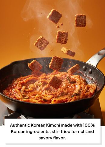 Korean Food SPOONKEY Freeze-Dried Kimchi Blocks, Instant Kimchi, 7g x 5 Pk | Freeze-dried fermented kimchi blocks for ramen, soup, camping meals, and travel food use in Saudi Arabia