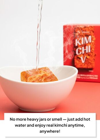 Korean Food SPOONKEY Freeze-Dried Kimchi Blocks, Instant Kimchi, 7g x 5 Pk | Freeze-dried fermented kimchi blocks for ramen, soup, camping meals, and travel food use in Saudi Arabia