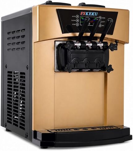 Commercial Countertop Soft Serve Machine, 3 Flavors, 22–28 L/H, 115V 2200W | 22–28 L/H OUTPUT: Dual 6L hoppers and two 1.7L cylinders serve two individual flavors plus one twist. in Saudi Arabia