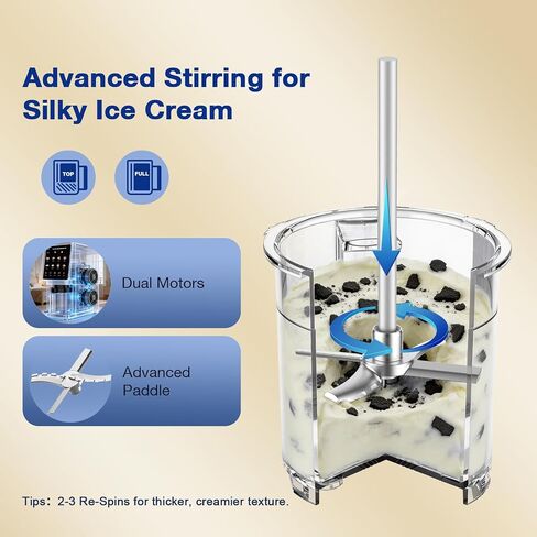 H-Duka 10-in-1 Ice Cream Maker Machine, 800W Frozen Treat Maker for Silky Gelato, Sorbet&Slushies, One-Touch Mix-In & Re-Spin for Creamy Texture, Keto & Vegan, Includes 3 Pints & Recipe Guide, Black in Saudi Arabia