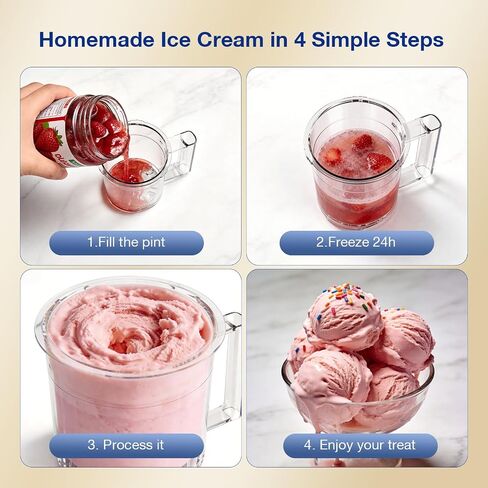 H-Duka 10-in-1 Ice Cream Maker Machine, 800W Frozen Treat Maker for Silky Gelato, Sorbet&Slushies, One-Touch Mix-In & Re-Spin for Creamy Texture, Keto & Vegan, Includes 3 Pints & Recipe Guide, Black in Saudi Arabia