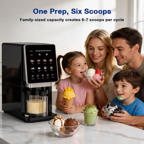 H-Duka 10-in-1 Ice Cream Maker Machine, 800W Frozen Treat Maker for Silky Gelato, Sorbet&Slushies, One-Touch Mix-In & Re-Spin for Creamy Texture, Keto & Vegan, Includes 3 Pints & Recipe Guide, Black in Saudi Arabia