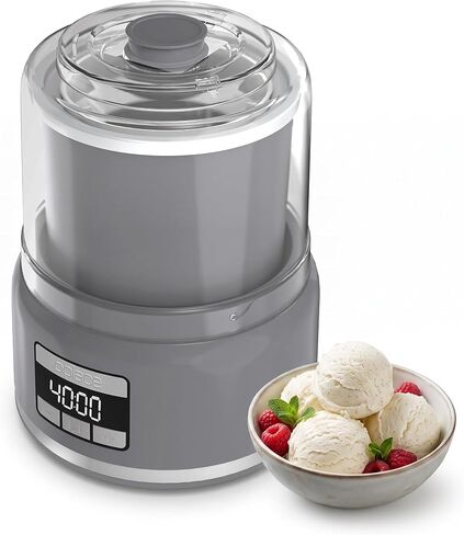 Ice Cream Maker Machine, 2.1 Quart Double Insulated Machine, Soft Serve Ice Cream, Gelato, Sorbet and Frozen Yogurt Maker, Fast Cooling, Visible Feeding Port, Easy 3-Button Control in Saudi Arabia