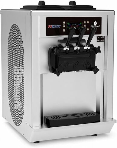 3-Flavor Countertop Soft Serve Ice Cream Machine, 22–28 L/H, 115V 2200W | 3-flavor countertop soft serve machine with dual 6L hoppers, dual 1.7L cylinders, 22–28 L/H output and low-mix alert. in Saudi Arabia