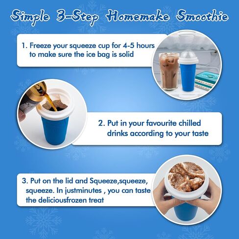 3PCS Slushie Maker Cup,DIY Magic Quick Frozen Smoothies Cups for Homemade Milk Shake Ice Cream Maker, Cooling Cups, Double Layer Squeeze Slushy Maker Cup,Birthday Gifts for Family (Bule+Pink+Green) in Saudi Arabia