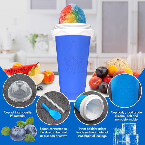 3PCS Slushie Maker Cup,DIY Magic Quick Frozen Smoothies Cups for Homemade Milk Shake Ice Cream Maker, Cooling Cups, Double Layer Squeeze Slushy Maker Cup,Birthday Gifts for Family (Bule+Pink+Green) in Saudi Arabia