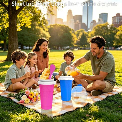 2PCS 500ML Slushie Maker Cup, DIY Magic Slushy Maker Squeeze Cup,Smoothie Squeeze Cup for Juices, Milk and Ice Cream Make, Double Layer Silicone Slushie Cup with Straw,Gifts for Family(Pink+Blue) in Saudi Arabia