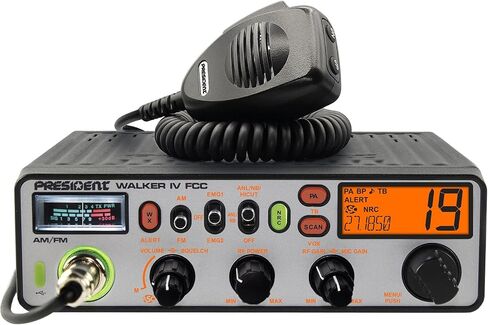 President Walker IV FCC AM/FM Trucker CB Radio with Automatic SWR/SWR Protection, 7-Color LCD with Glow Mode, Automatic Squelch, Noise Reduction, Weather/Alert, VOX Hands-free, USB-C Port, P-channels. | Automatic SWR/SWR Protection, 7-Color LCD with Glow  in Saudi Arabia