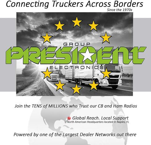 President Walker IV FCC AM/FM Trucker CB Radio with Automatic SWR/SWR Protection, 7-Color LCD with Glow Mode, Automatic Squelch, Noise Reduction, Weather/Alert, VOX Hands-free, USB-C Port, P-channels. | Automatic SWR/SWR Protection, 7-Color LCD with Glow  in Saudi Arabia