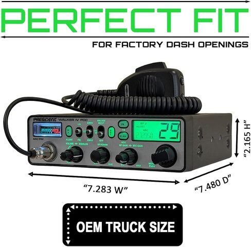 President Walker IV FCC AM/FM Trucker CB Radio with Automatic SWR/SWR Protection, 7-Color LCD with Glow Mode, Automatic Squelch, Noise Reduction, Weather/Alert, VOX Hands-free, USB-C Port, P-channels. | Automatic SWR/SWR Protection, 7-Color LCD with Glow  in Saudi Arabia