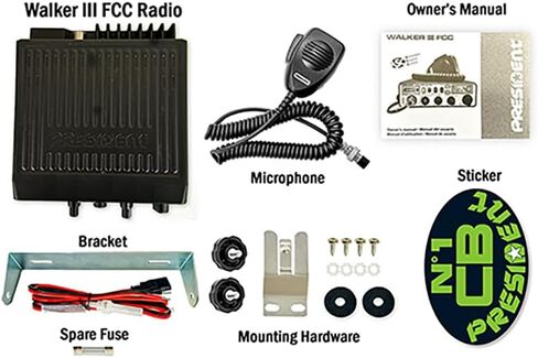 President Walker IV FCC AM/FM Trucker CB Radio with Automatic SWR/SWR Protection, 7-Color LCD with Glow Mode, Automatic Squelch, Noise Reduction, Weather/Alert, VOX Hands-free, USB-C Port, P-channels. | Automatic SWR/SWR Protection, 7-Color LCD with Glow  in Saudi Arabia