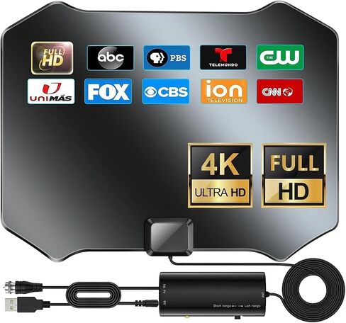 2026 TV Antenna for for Smart TV, Indoor Antenna for Local Channels | Digital TV Antenna Up to 5000+ Miles Range with Amplifier Signal Booster, Support 4K 1080p - 18FT Coaxial Cable in Saudi Arabia