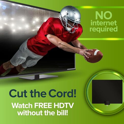 Mohu Leaf 50 Original Paper-Thin Indoor TV Antenna, UHF VHF, 60-Mile Range, Multi-Directional, 4K 8K UHD NEXTGEN TV - w/12 ft. Cable, Jolt Switch in Saudi Arabia