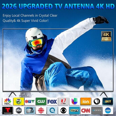 2026 TV Antenna,TV Antenna for Local Channels with 4500 Miles Range,Digital TV Antennas Support 8K 4K 1080P All TVs,Smart TV Antenna Easy Installation 360° Reception-HDTV TV Antenna Indoor 35ft Coax in Saudi Arabia