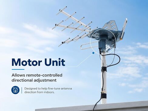 PBD Digital Outdoor TV Antenna, 150 Miles Range, 360° Rotating Directional Motor with Remote Control, Dual TV Support, Mounting Pole, 40FT RG6 Cable, UHF/VHF Reception in Saudi Arabia