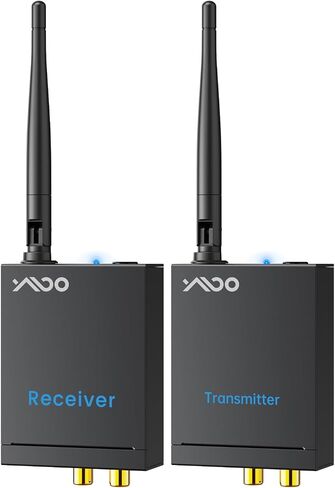 YMOO 2.4Ghz Wireless Audio Transmitter Receiver (1 TX+1 RX) for Home Audio | 20ms Ultra Low Latency 320ft Long Range RCA Jack Adapter for Powered Speaker/Soundbar to TV/PC/CD Player/Computer/Projector in Kuwait