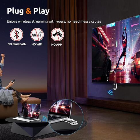 جهاز إرسال واستقبال HDMI لاسلكي، موسع HDMI لاسلكي، التوصيل والتشغيل | فك تشفير 4K إخراج 1080P| البث من الكمبيوتر/الكمبيوتر المحمول/جهاز العرض إلى الشاشة/التلفزيون| 328FT طويلة المدى| للأعمال/المؤتمرات/المسرح المنزلي in Kuwait
