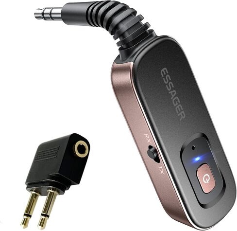 ESSAGER Bluetooth Receiver for Car, Noise Cancelling 3.5mm AUX Bluetooth Car Adapter, Wireless Audio Receiver Transmitter for Home Stereo/Wired Headphones Airplane, Gray in Saudi Arabia