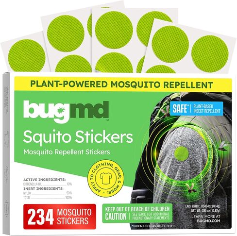 BugMD Squito Stickers - Mosquito Repellent Patches for Adults | Safe and Effective for Camping, Beach and Outdoor Essentials | 78 Count in Kuwait