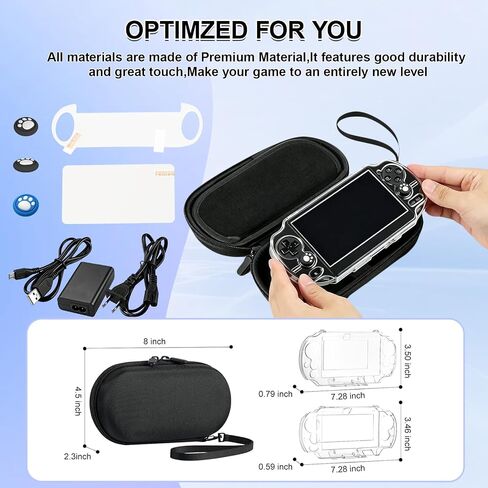 مجموعة الملحقات لجهاز PS Vita 2000، حقيبة حمل لجهاز PSV Slim، حافظة واقية، واقيات شاشة أمامية وخلفية، و6 قطع من أغطية قبضة الإبهام لجهاز PS Vita Slim in Kuwait