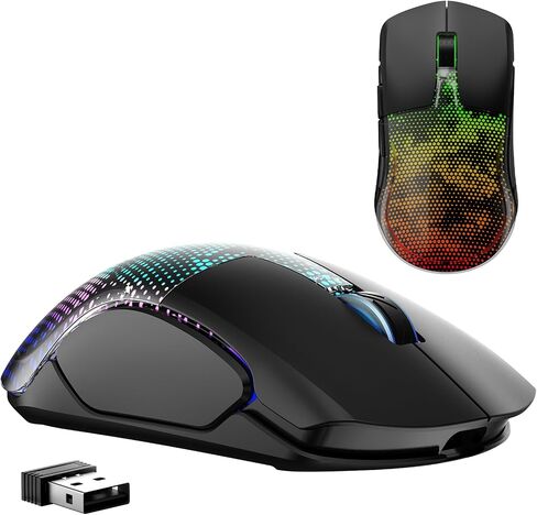 FFJ Master02 Wireless Gaming Mouse, 12000 DPI, 75H Battery, Tri-Mode, Black | Bluetooth 5.3, 2.4GHz wireless, USB-C wired, rechargeable gaming mouse for PC and Mac, customizable RGB, programmable buttons in Saudi Arabia