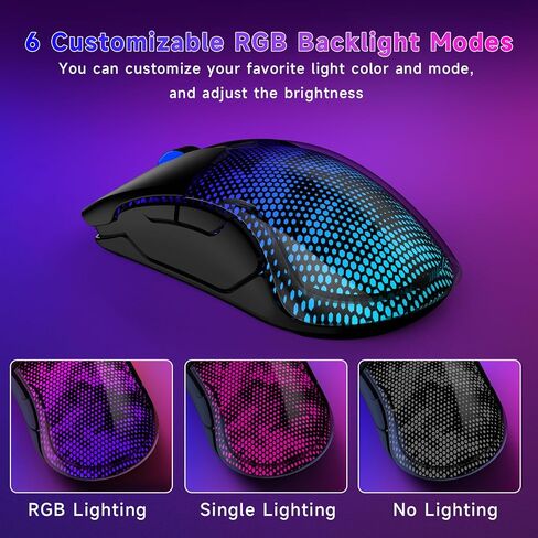 FFJ Master02 Wireless Gaming Mouse, 12000 DPI, 75H Battery, Tri-Mode, Black | Bluetooth 5.3, 2.4GHz wireless, USB-C wired, rechargeable gaming mouse for PC and Mac, customizable RGB, programmable buttons in Saudi Arabia