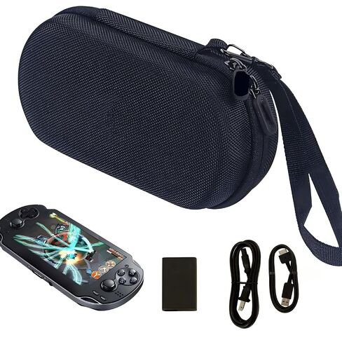 مجموعة الملحقات لجهاز PS Vita 1000، حقيبة حمل لجهاز PSV 1000، حافظة واقية، واقيات شاشة أمامية وخلفية، 6 قطع من أغطية قبضة الإبهام وكابل الشاحن in Kuwait