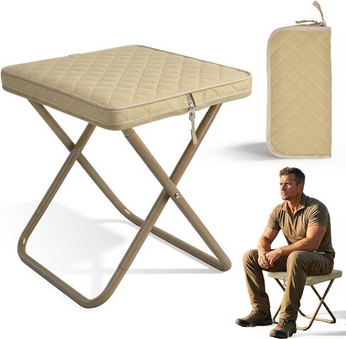 LoTanop Foldable Backpack Stool- mini Folding Chair - Compact Collapsible Camping Seat Supports 286 LBS for Outdoor Hiking, Fishing, Travel & Camping (Beige) in Saudi Arabia