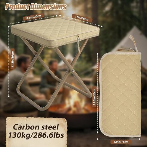 LoTanop Foldable Backpack Stool- mini Folding Chair - Compact Collapsible Camping Seat Supports 286 LBS for Outdoor Hiking, Fishing, Travel & Camping (Beige) in Saudi Arabia