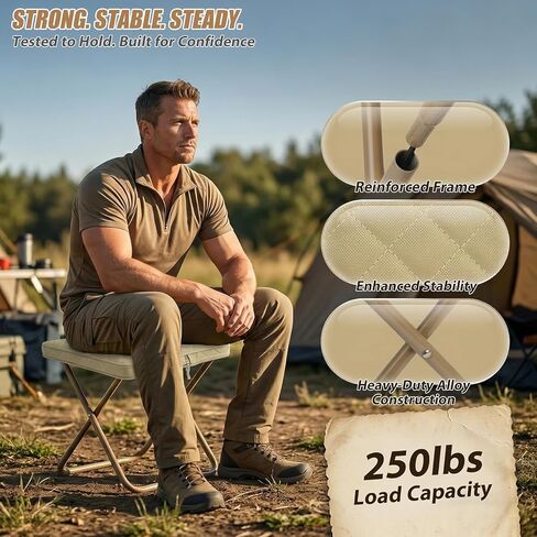 LoTanop Foldable Backpack Stool- mini Folding Chair - Compact Collapsible Camping Seat Supports 286 LBS for Outdoor Hiking, Fishing, Travel & Camping (Beige) in Saudi Arabia