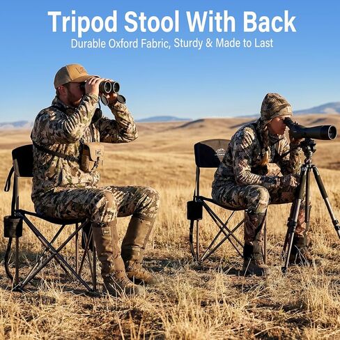 2 Pack Folding Camping Tripod Stool with Backrest & Cup Holder, Lightweight Portable Outdoor Chairs for Adults, Compact 3-Leg Seat for Fishing, Hunting, Hiking & Travel w/Bag - Black in Saudi Arabia